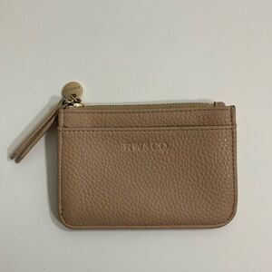 R&W beige credit card holder pouch